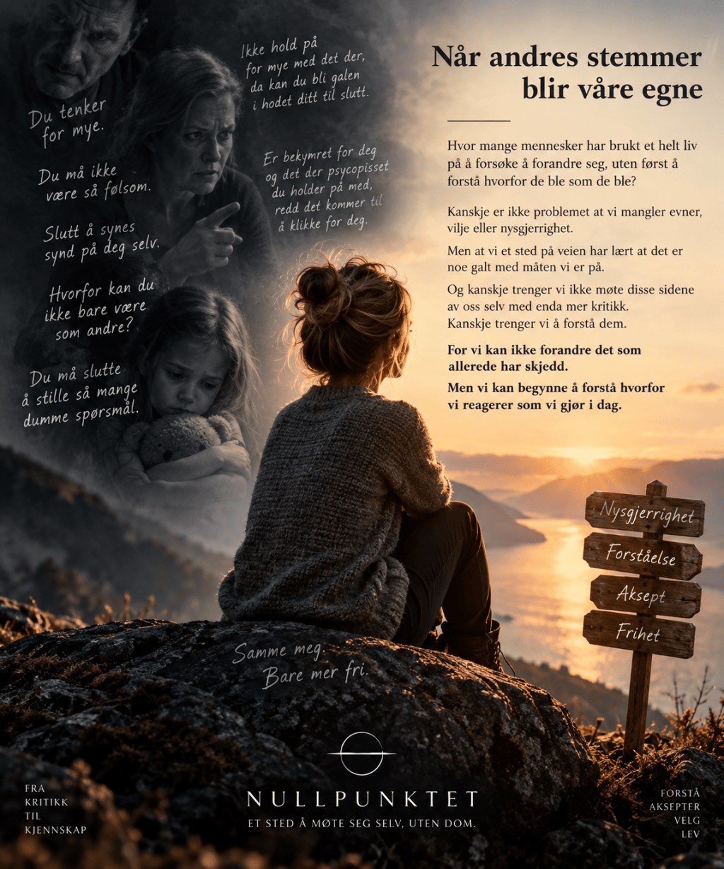 Fra mørke, kritiske stemmer fra fortiden mot et varmt landskap og frihet til å forstå seg selv.